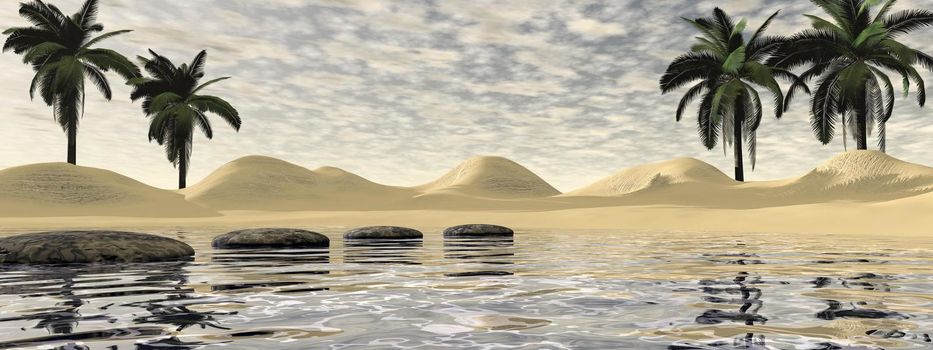 very beautiful landscape of meditation and serenity - 3d rendering