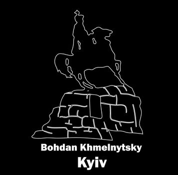 Sights of Ukraine. Monument to Kozak. Bohdan Khmelnytsky. The horseman on horseback. Kiev. Logo vector illustration..