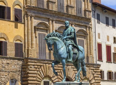 Equestrian statue of Cosimo I in Signoria Square of Florence, Italy