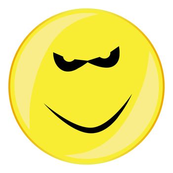 Evil Smile Face Button Isolated