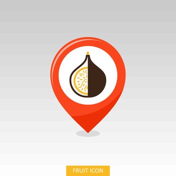 Fig pin map icon. Fig tropical fruit sign