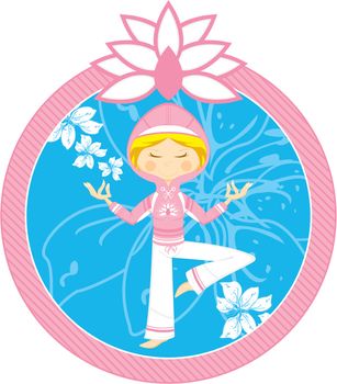 Cute Cartoon Yoga Girl with in Hooded Top with Flowers by Mark Murphy Creative