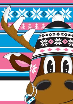 Cartoon Wooly Hat Reindeer