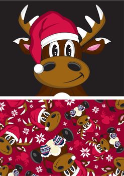 Cute Cartoon Santa Reindeer