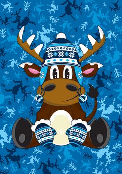 Cartoon Wooly Hat Reindeer
