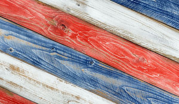 Angled faded boards painted in USA national colors