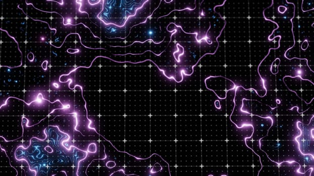 Technological glowing topographical map