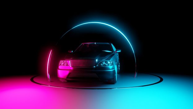 neon circle car light laser glow