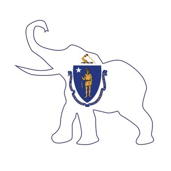 Massachusetts Republican Elephant Flag