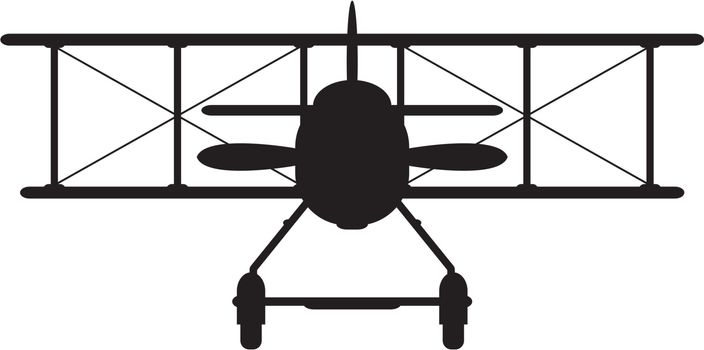 Cartoon Air Force Biplane Silhouette