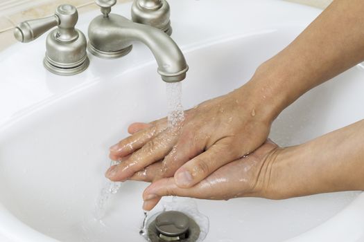 Final rinse of Hands for Cleaning process 