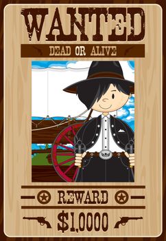 Cartoon Cowboy Wanted Poster