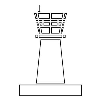 Airport control tower Control tower air traffic icon black color outline vector illustration flat style image