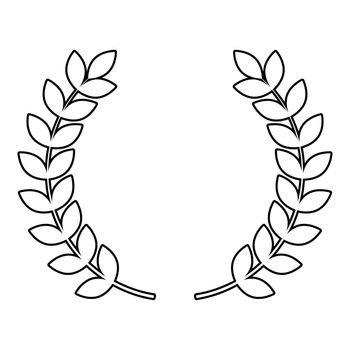 Branch of winner Laurel wreaths Symbol of victory icon outline black color vector illustration flat style image