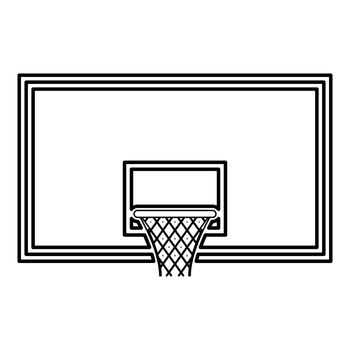 Basketball backboard Basketball hoop on backboard icon outline black color vector illustration flat style image