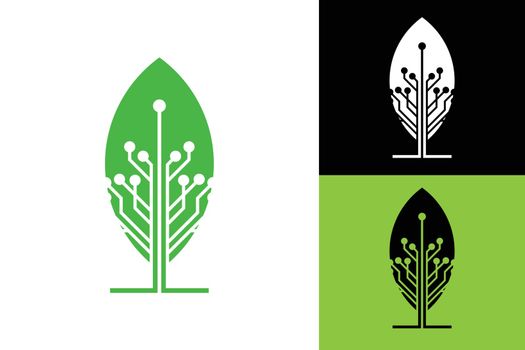 Green Technology logo designs concept leaf technology logo design