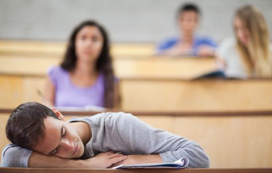 Student sleeping during a lecture