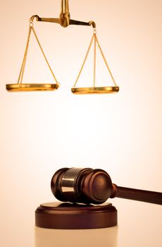 Fixed gavel and scale of justice