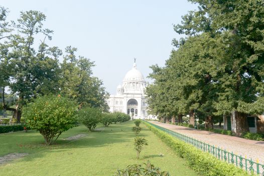 Finest Architecture Victoria Memorial in heart of metro city, a reminiscence of erstwhile colonial grandeur, museum and tourist destination. Entrance Gate Ground Kolkata, West Bengal, India May 2019