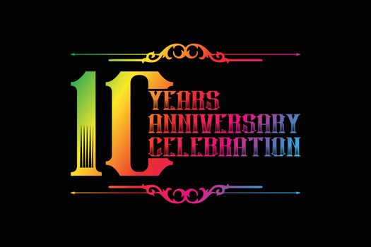 10th years anniversary logo template, Vector design birthday celebration