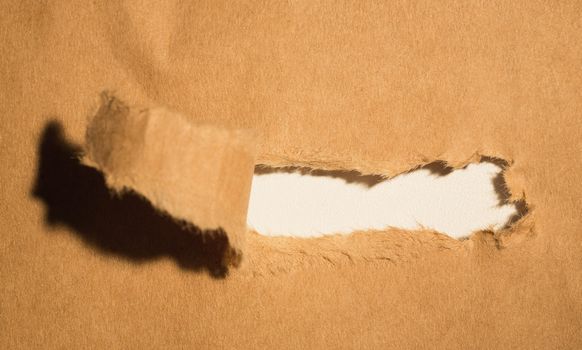 Close-up of damaged brown paper