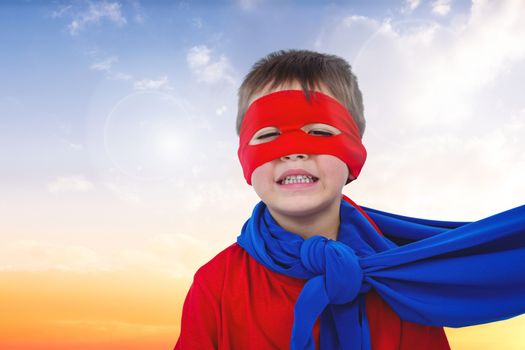 Boy dressed as superhero