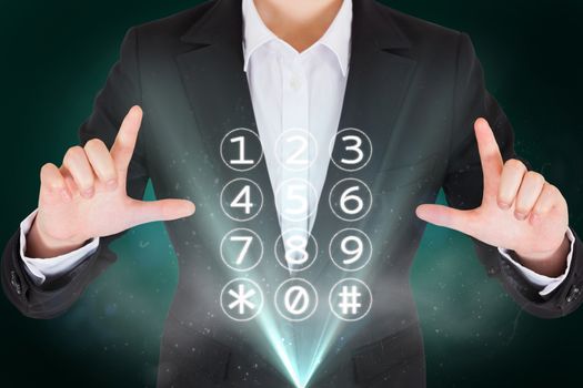 Businessman with number keyboard hologram