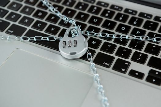 Locked laptop with chain lock