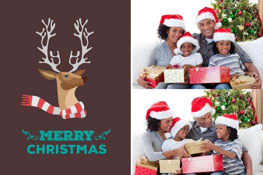 Happy Family and Christmas Message Design