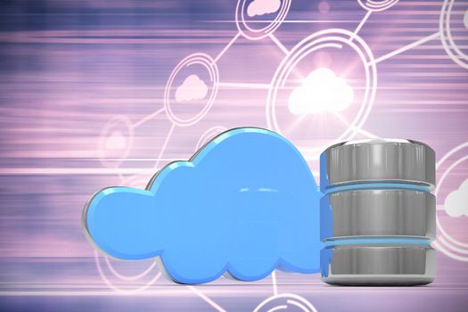 Composite image of database server icon and cloud