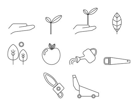 Vector icon set for gardening activities