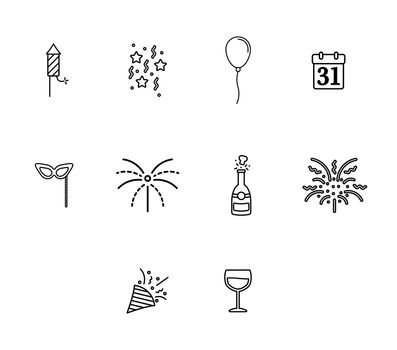 Vector icon set for new year's eve