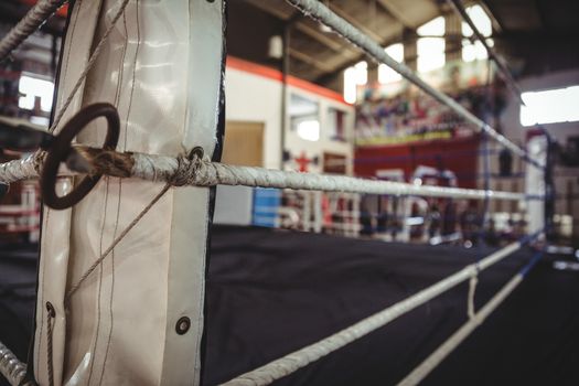 Boxing ring in fitness studio