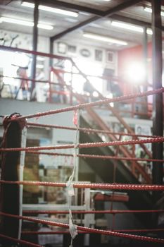 Boxing ring in fitness studio