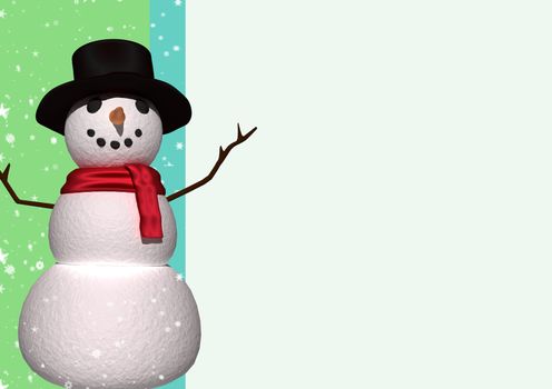 Snowman on digitally generated background