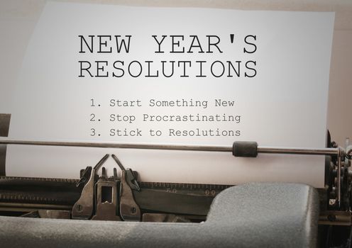 New year resolution goals typed on typewriter