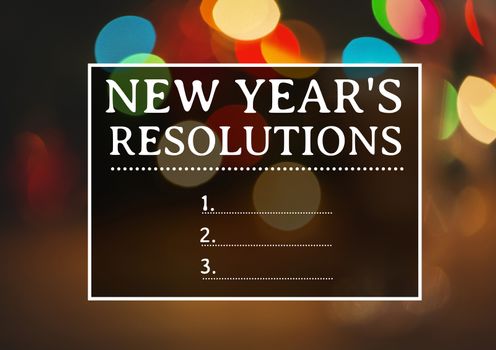 New year resolutions against bokeh light effects