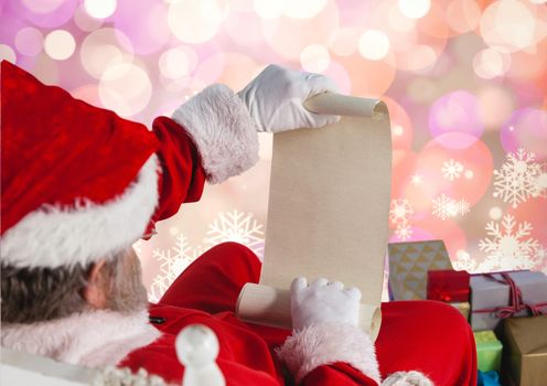Santa claus reading wish list