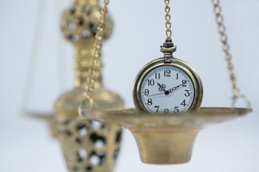 Pocket watch on weight scale