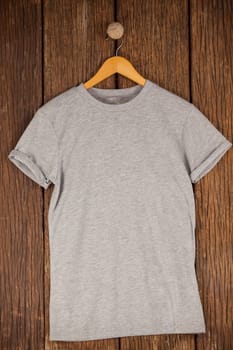Grey t-shirt on hanger