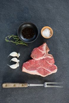 Sirloin chop and ingredients