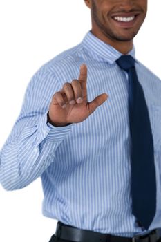 Businessman using invisible screen