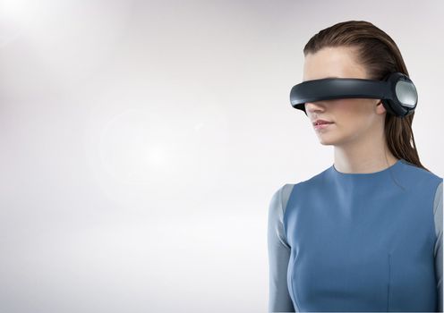 Beautiful woman using VR glasses