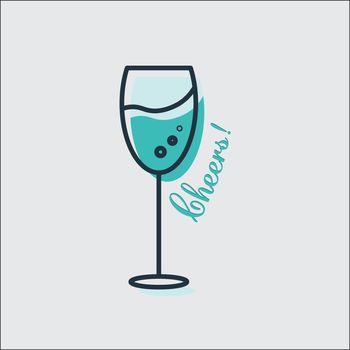 Vector image of wine glass with text cheers