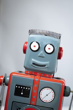 A vintage robot smiling