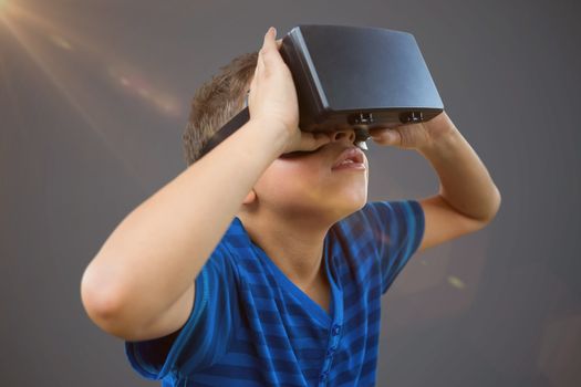 Composite image of children using an oculus