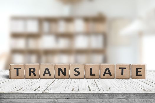 Translate message on a desk in a bright living room