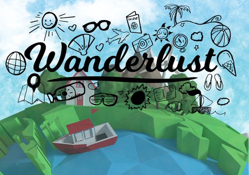 Wanderlust graphic with 3D animation earth