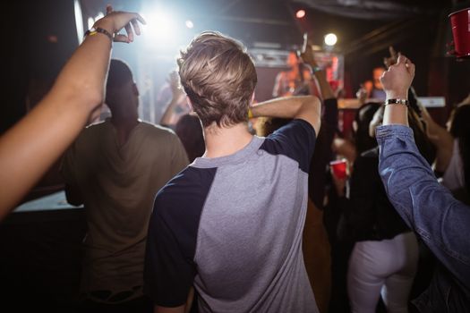 People enjoying concert in nightclub
