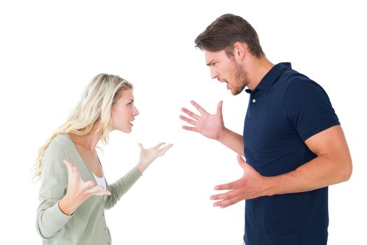 Angry couple facing off during argument